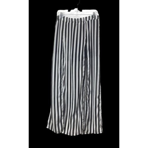 Fun & Flirt Skirt XL Maxi over Mini Shorts Black White Striped Zip Woman's - Picture 1 of 11